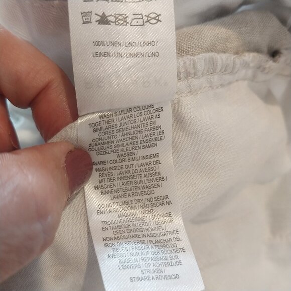 100% Linen Shorts Mens 34 (36) Beige Bermudas by Primark Flat Front 7.5" Inseam - Picture 10 of 10